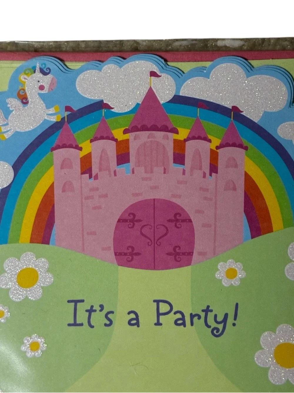 3 Packs Kids Party Invitations w/ Envelopes (30 Total) Rainbow Castle Theme